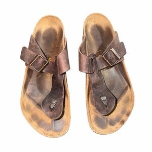Birkenstock Gizeh Habana Oiled Leather Thong Sandals EU 45 / US 12–12.5